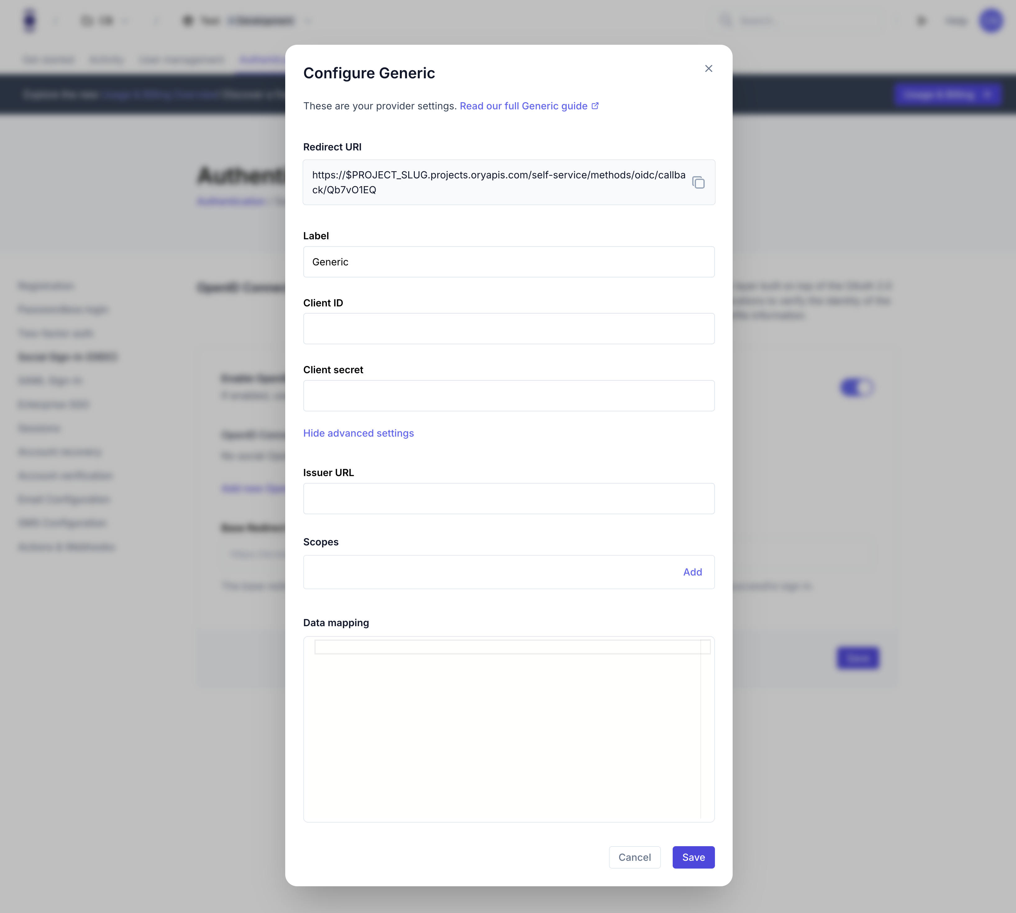 Generic Provider Configuration